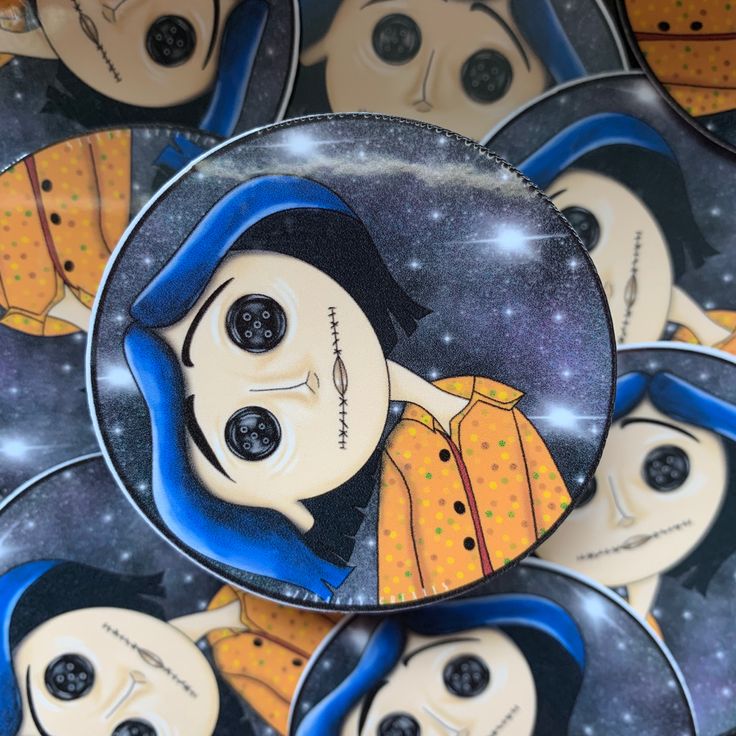 Coraline Button Eyes Head Tilting Weatherproof Sticker 2 Etsy