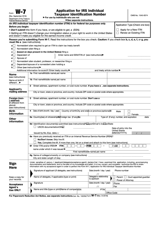 Download Instructions For Irs Form W 7 Application For Irs Individual