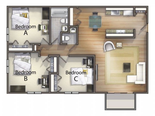 Floor Plans University Oaks 1 2 Amp 3 Bedroom Apartments Kent Ohio