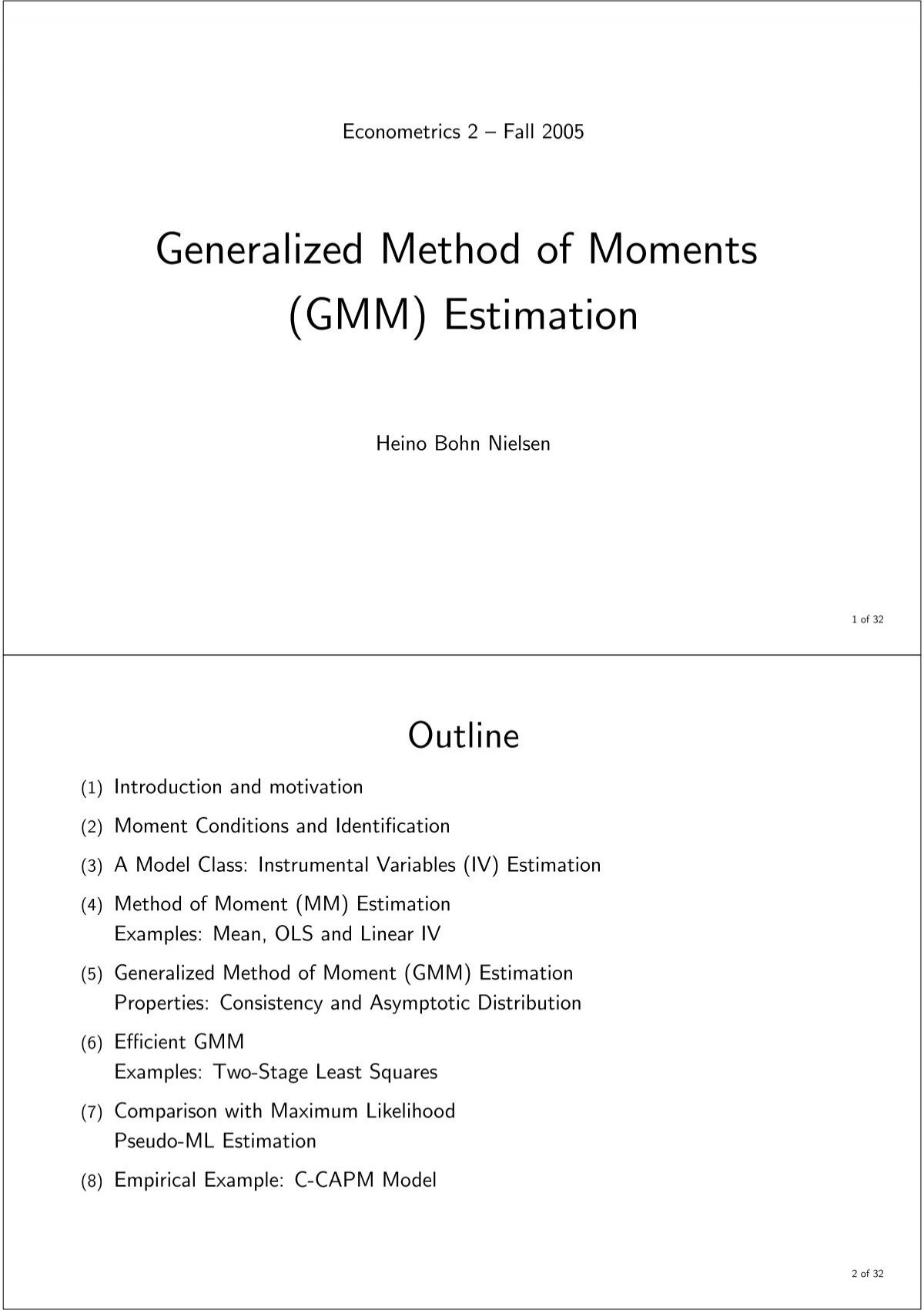 Generalized Method Of Moments Gmm Estimation