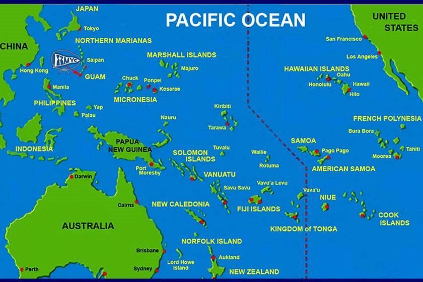 Map Of Islands In The Pacific Ocean Cities And Towns Map