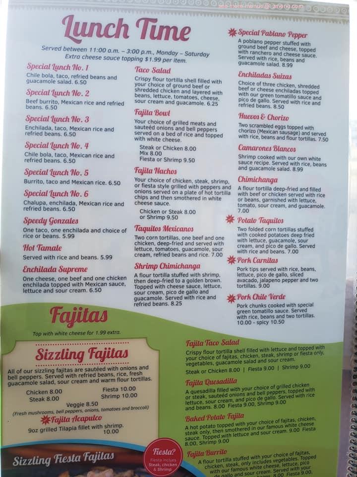 Menu At Los Portales Mexican Restaurant Pineville