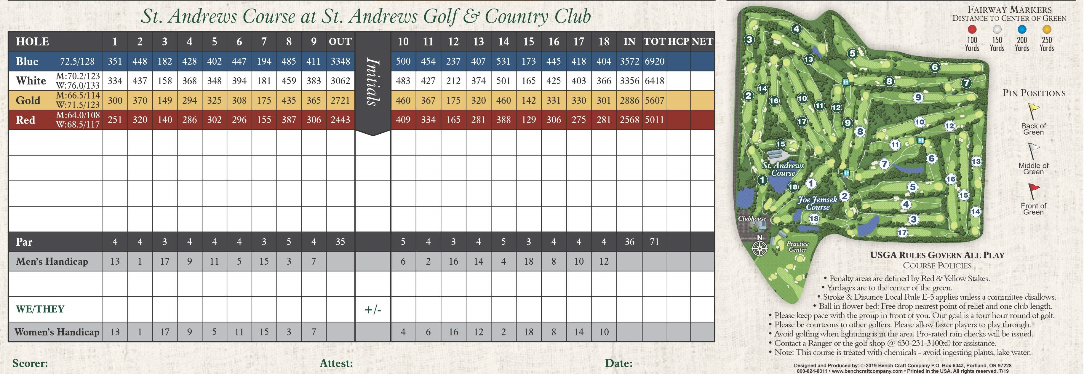 Scorecards Amp Course Tours St Andrews Golf Amp Country Club