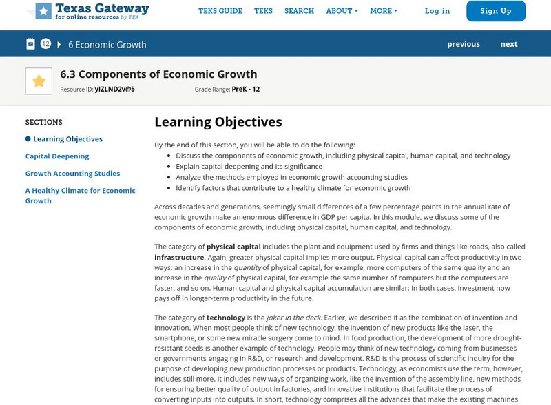 Texas Gateway Ap Macroeconomics Chapter 6 Components Of Economic