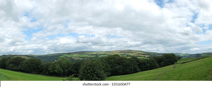 Wide Panoramic View Calder Valley Village Stock Photo 1551650477